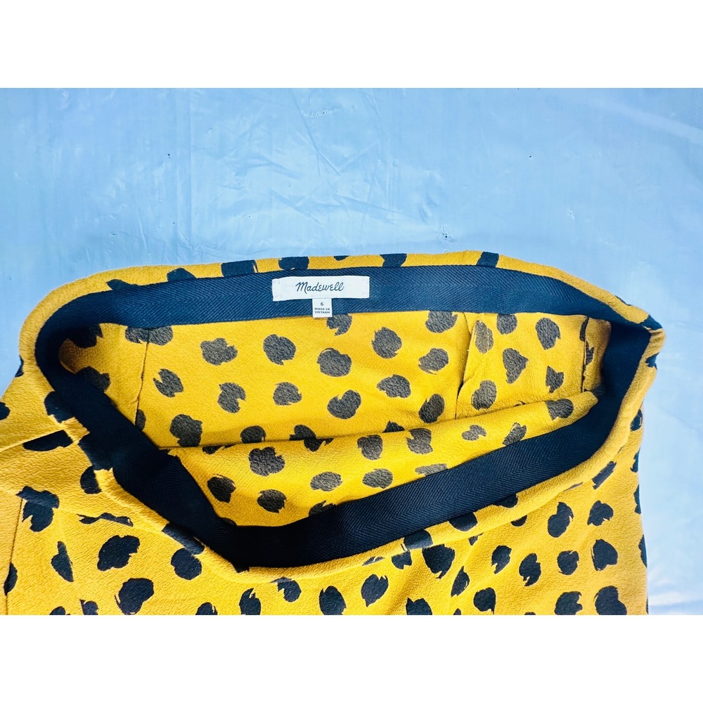 Madewell Midi Skirt Womens 6 Yellow Excellent Abstract Dot Viscose Crepe G8610 - Picture 3 of 5
